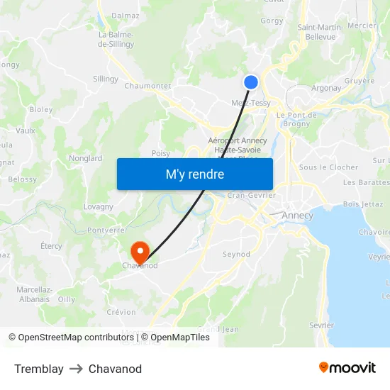 Tremblay to Chavanod map