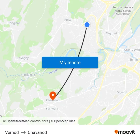 Vernod to Chavanod map