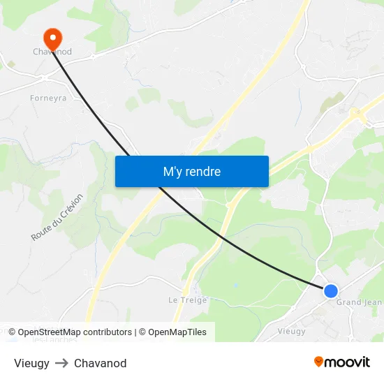 Vieugy to Chavanod map