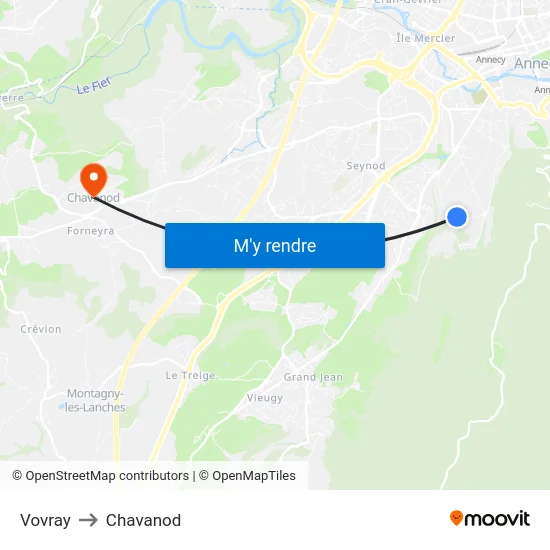 Vovray to Chavanod map