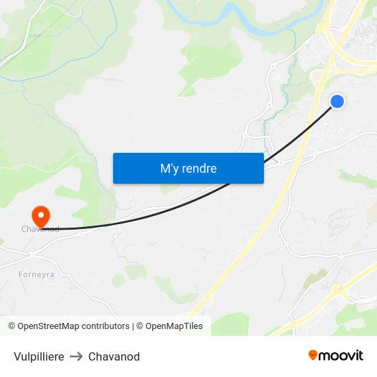 Vulpilliere to Chavanod map