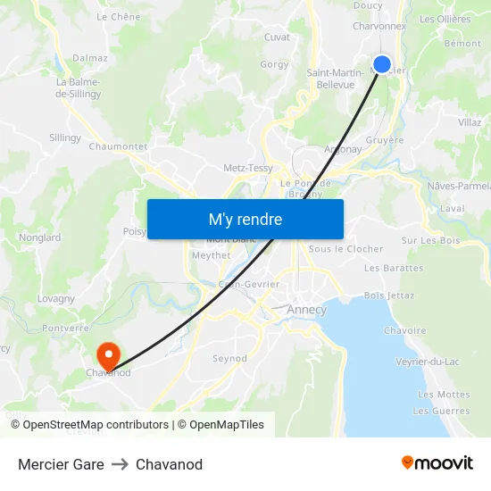 Mercier Gare to Chavanod map