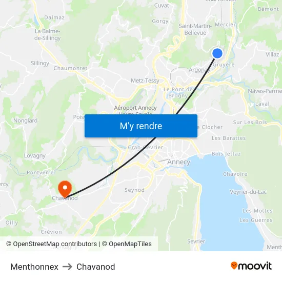 Menthonnex to Chavanod map