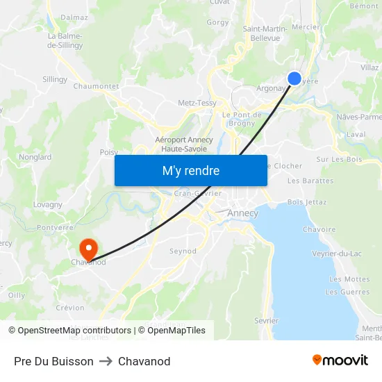 Pre Du Buisson to Chavanod map