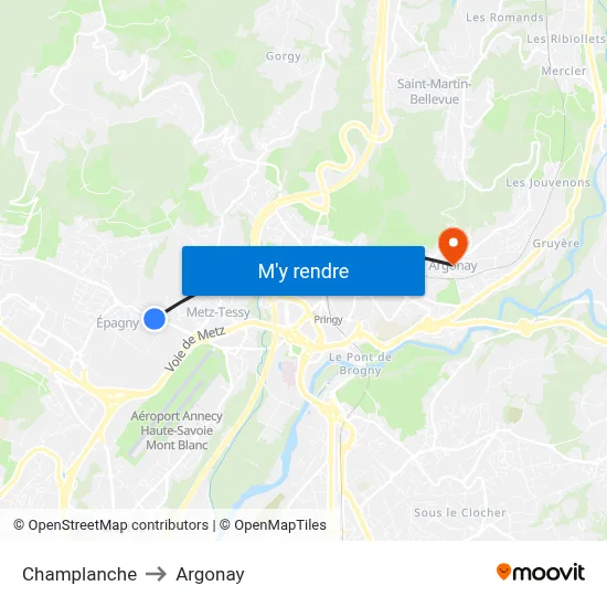 Champlanche to Argonay map