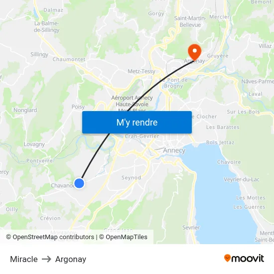 Miracle to Argonay map