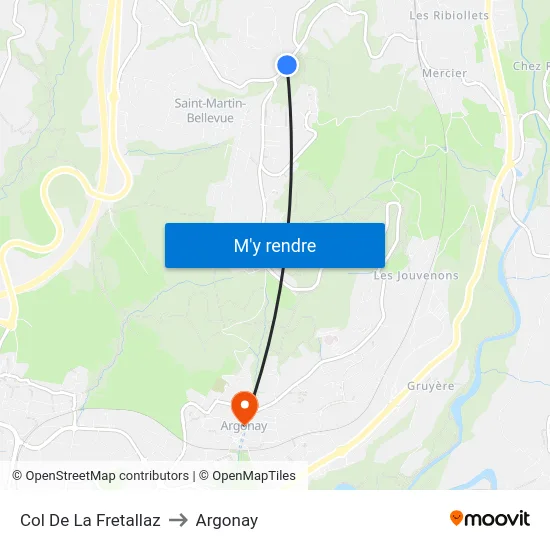 Col De La Fretallaz to Argonay map