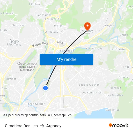 Cimetiere Des Iles to Argonay map