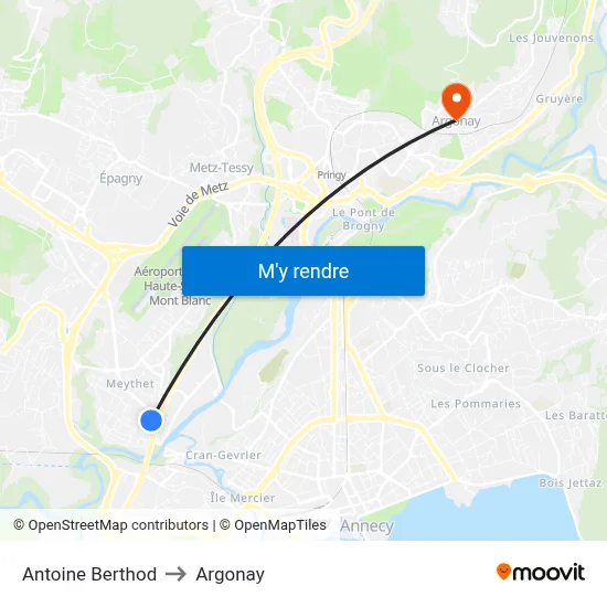 Antoine Berthod to Argonay map