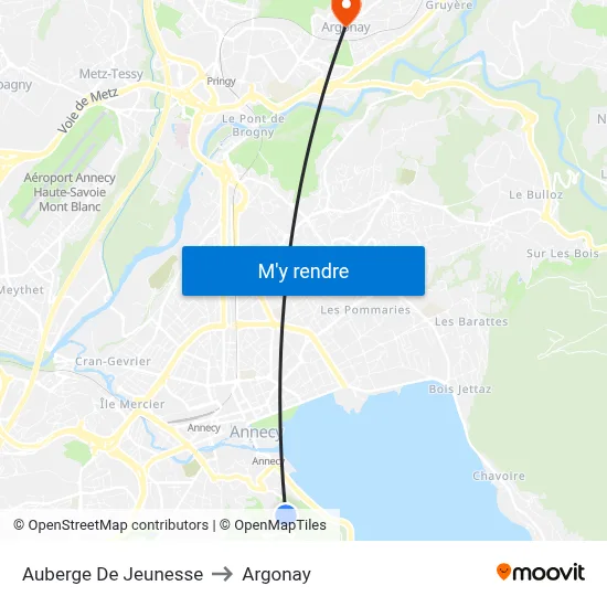 Auberge De Jeunesse to Argonay map