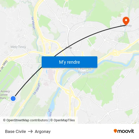 Base Civile to Argonay map