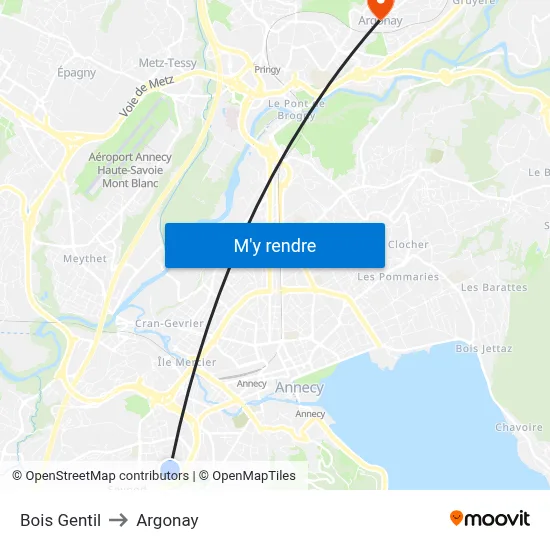 Bois Gentil to Argonay map