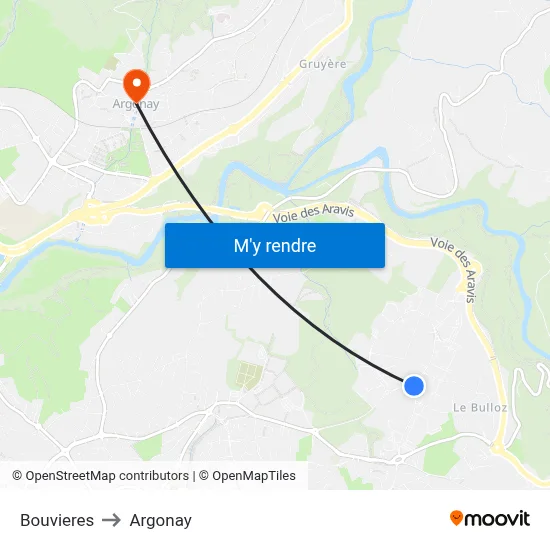 Bouvieres to Argonay map