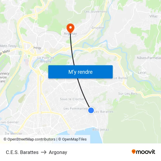 C.E.S. Barattes to Argonay map