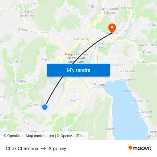 Chez Chamoux to Argonay map