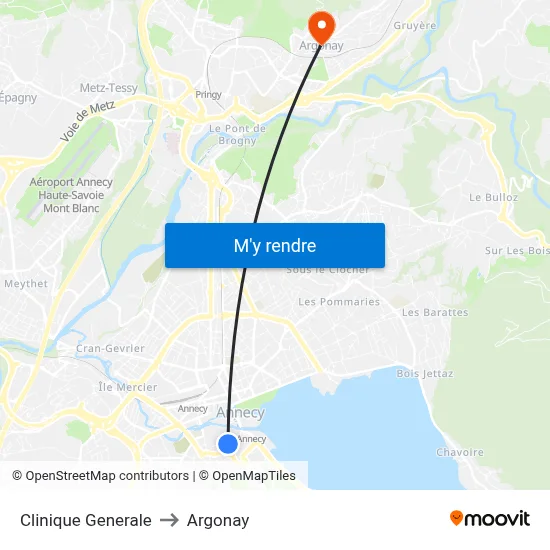 Clinique Generale to Argonay map