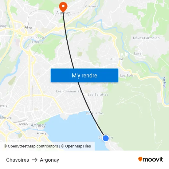 Chavoires to Argonay map
