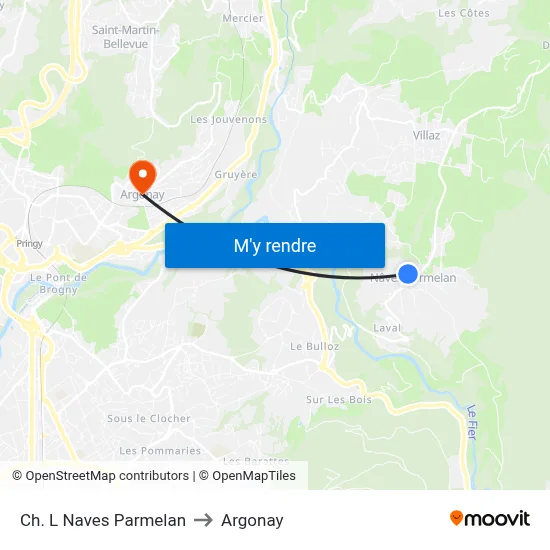 Ch. L Naves Parmelan to Argonay map