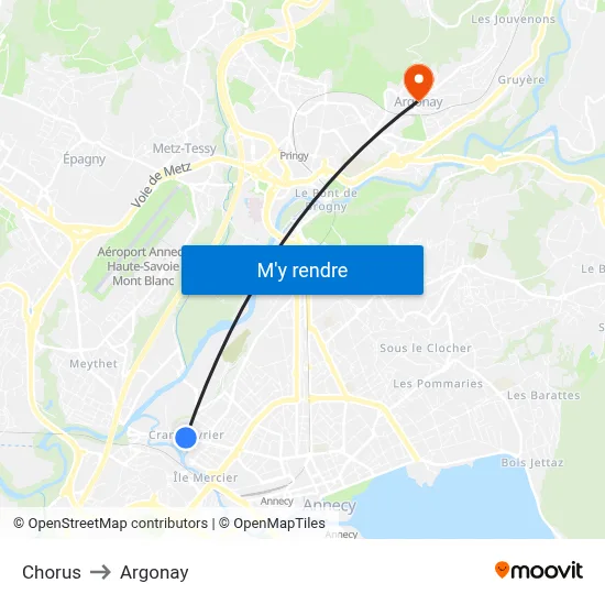 Chorus to Argonay map