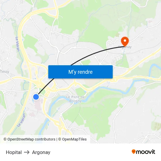 Hopital to Argonay map