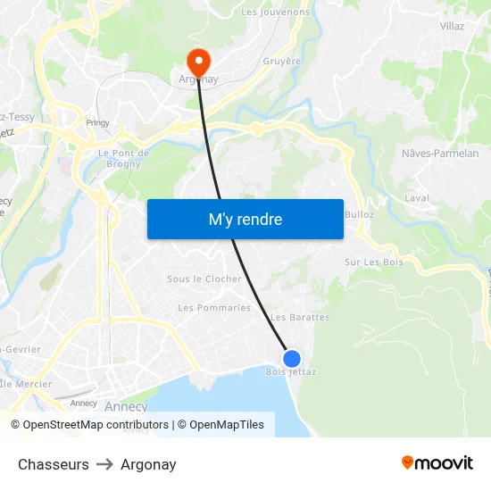 Chasseurs to Argonay map