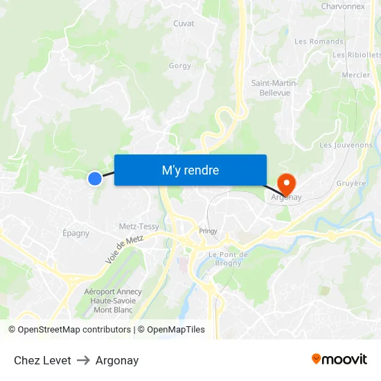 Chez Levet to Argonay map