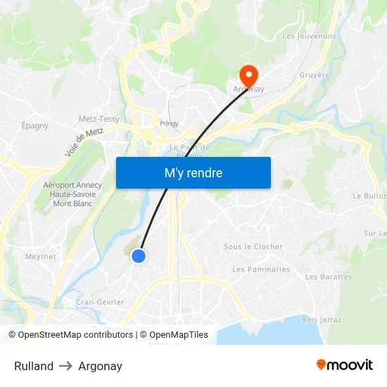 Rulland to Argonay map
