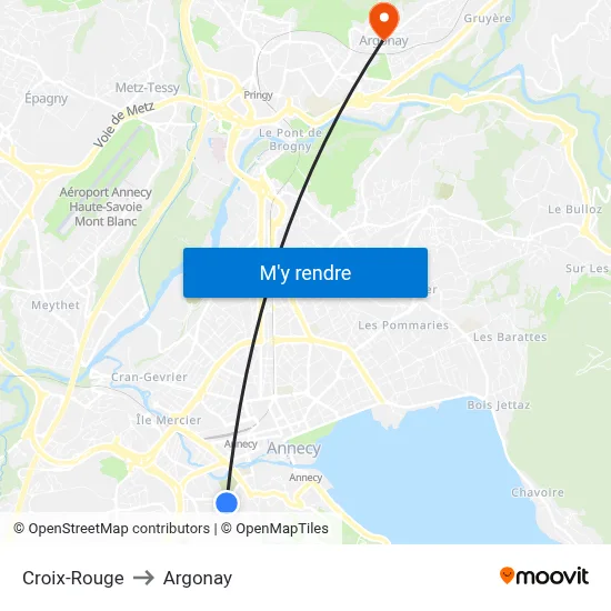 Croix-Rouge to Argonay map