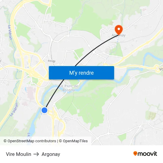 Vire Moulin to Argonay map