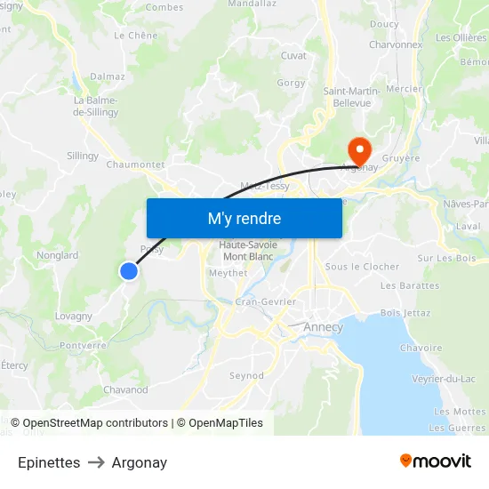 Epinettes to Argonay map