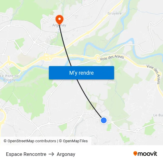 Espace Rencontre to Argonay map