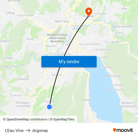 L'Eau Vive to Argonay map