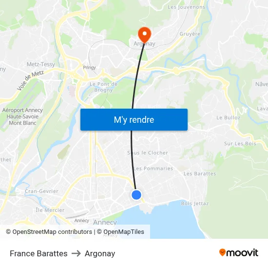 France Barattes to Argonay map