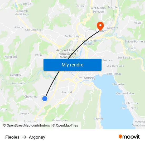 Fleoles to Argonay map