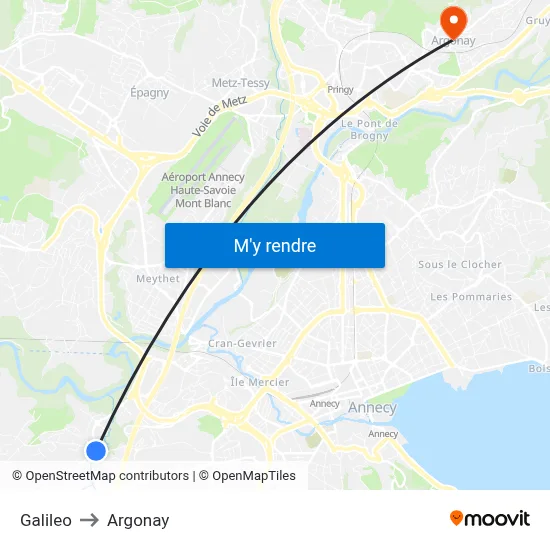 Galileo to Argonay map