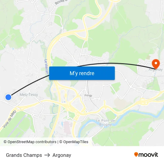 Grands Champs to Argonay map