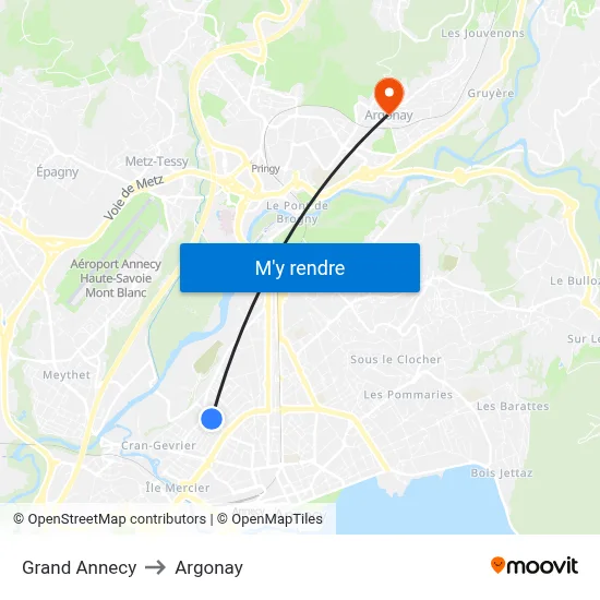 Grand Annecy to Argonay map
