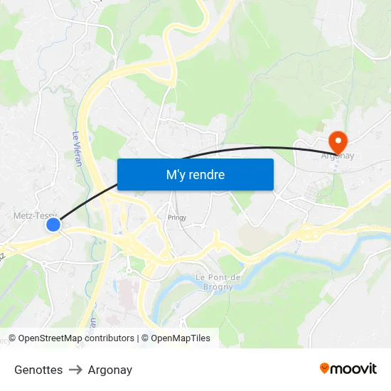 Genottes to Argonay map