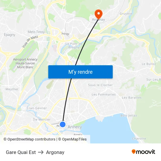 Gare Quai Est to Argonay map