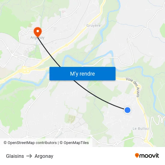 Glaisins to Argonay map