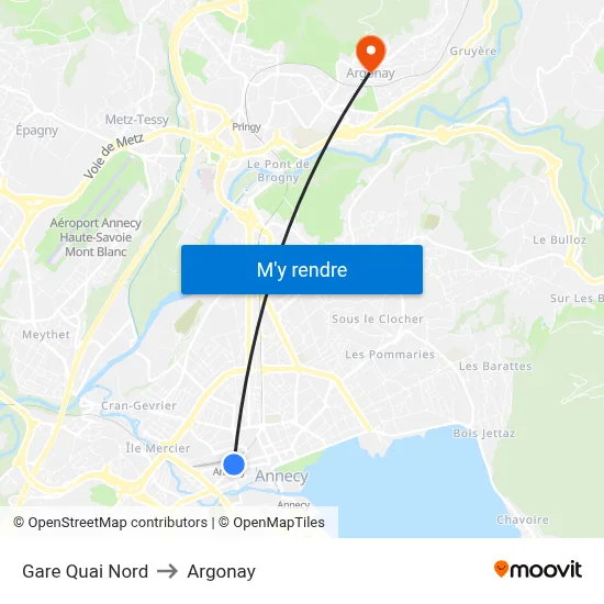 Gare Quai Nord to Argonay map