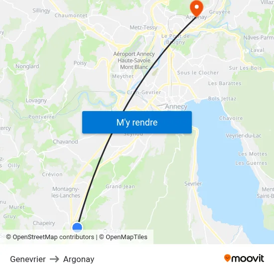 Genevrier to Argonay map