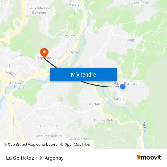 La Goiffetaz to Argonay map