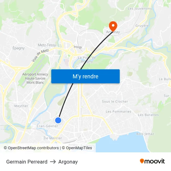 Germain Perreard to Argonay map