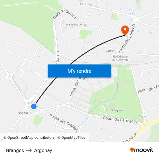 Granges to Argonay map