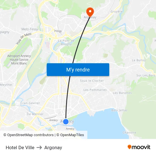 Hotel De Ville to Argonay map