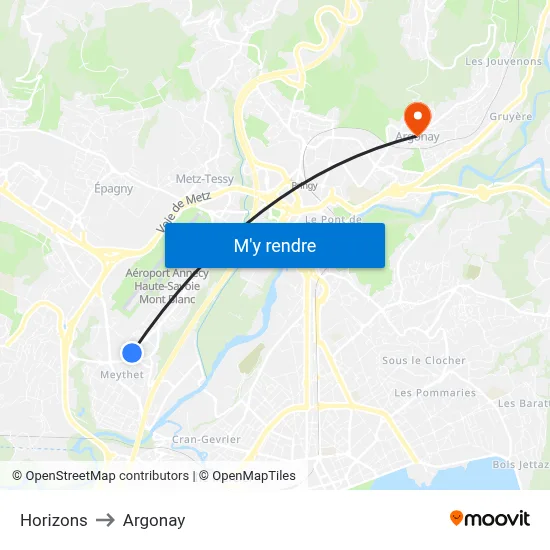 Horizons to Argonay map