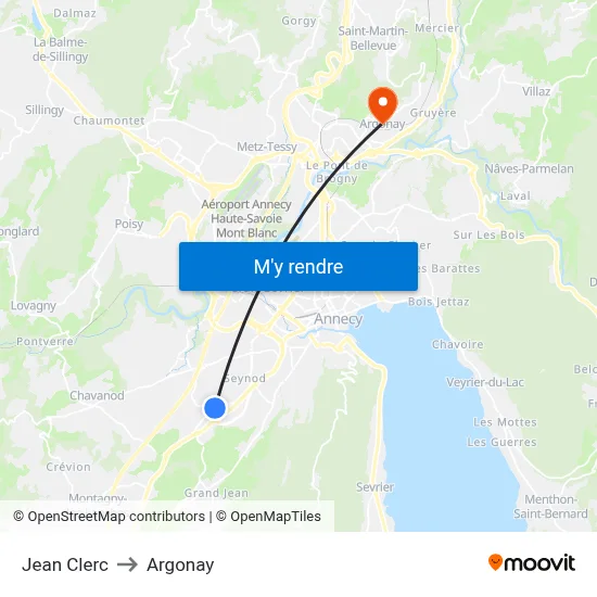 Jean Clerc to Argonay map