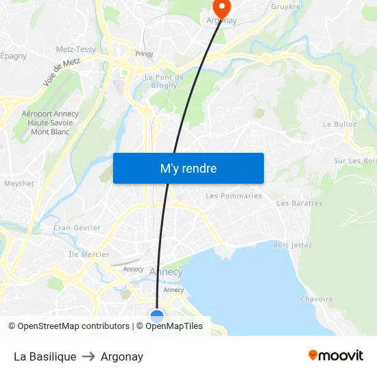 La Basilique to Argonay map