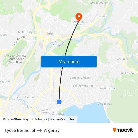 Lycee Berthollet to Argonay map